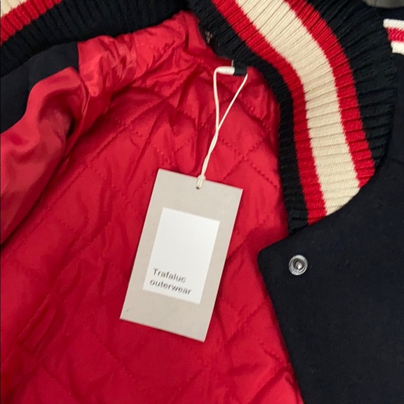 Zara Navy Blue Embroidered Letters Varsity Bomber - Picture 7 of 7